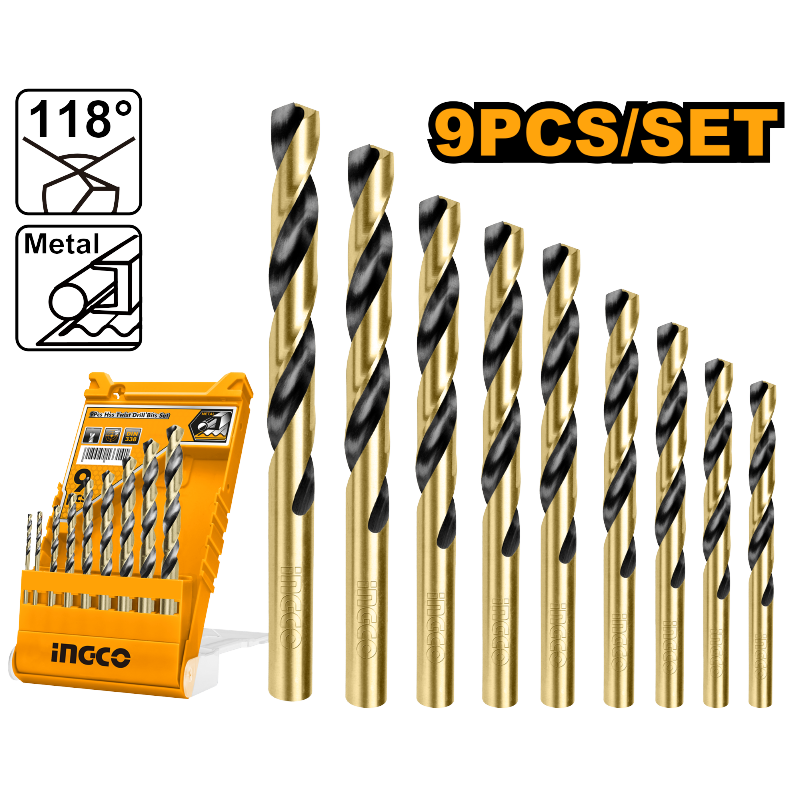 Set me 9 Punto Metali HSS Twist (2,3,3.5,4,4.5,5,6,8,10mm)
